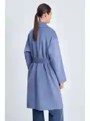 Синий пальто из шерсти с поясом