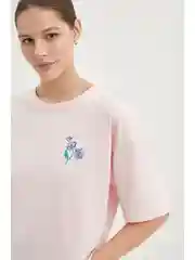 Розовый футболка с коротким рукавом женская
