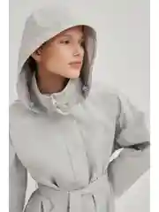 Серый плащ свободного силуэта из хлопка