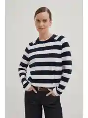 Синий джемпер трикотажный с длинным рукавом женский