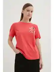 Розовый футболка с коротким рукавом женская