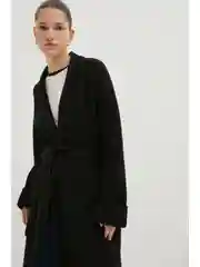 Черный удлиненный кардиган с поясом