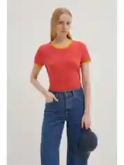 Футболка из хлопка с отделкой