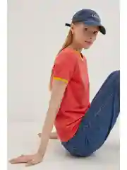 Розовый футболка из хлопка с отделкой