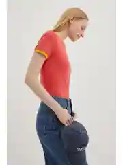 Розовый футболка из хлопка с отделкой