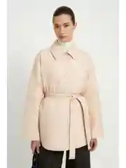 Бежевый утепленная куртка с поясом