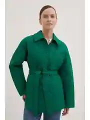 Зеленый утепленная куртка с поясом