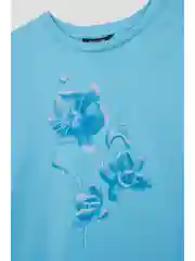 Голубой футболка из хлопка с принтом
