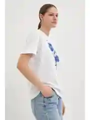 Белый футболка из хлопка с принтом
