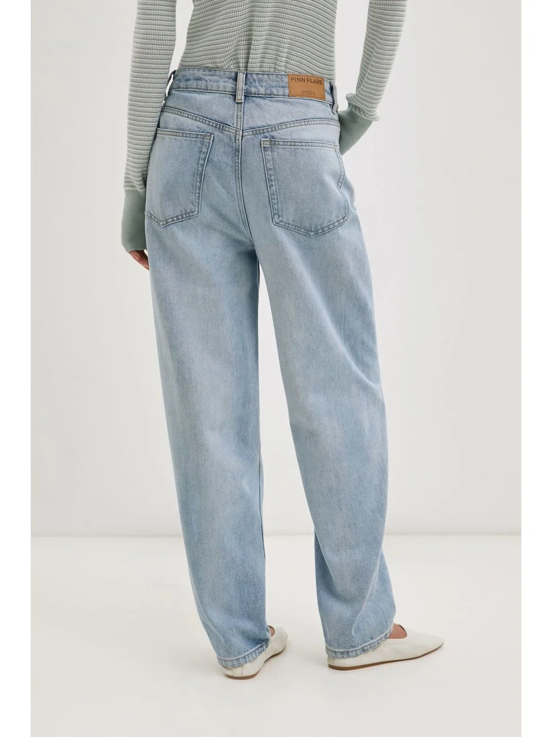 Голубой джинсы baggy fit женские