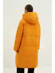 Оранжевый стеганое утепленное пальто oversize силуэта