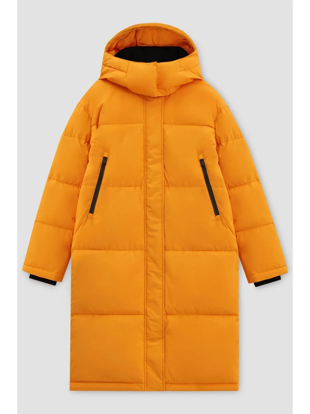 Оранжевый стеганое утепленное пальто oversize силуэта