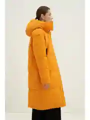 Оранжевый стеганое утепленное пальто oversize силуэта