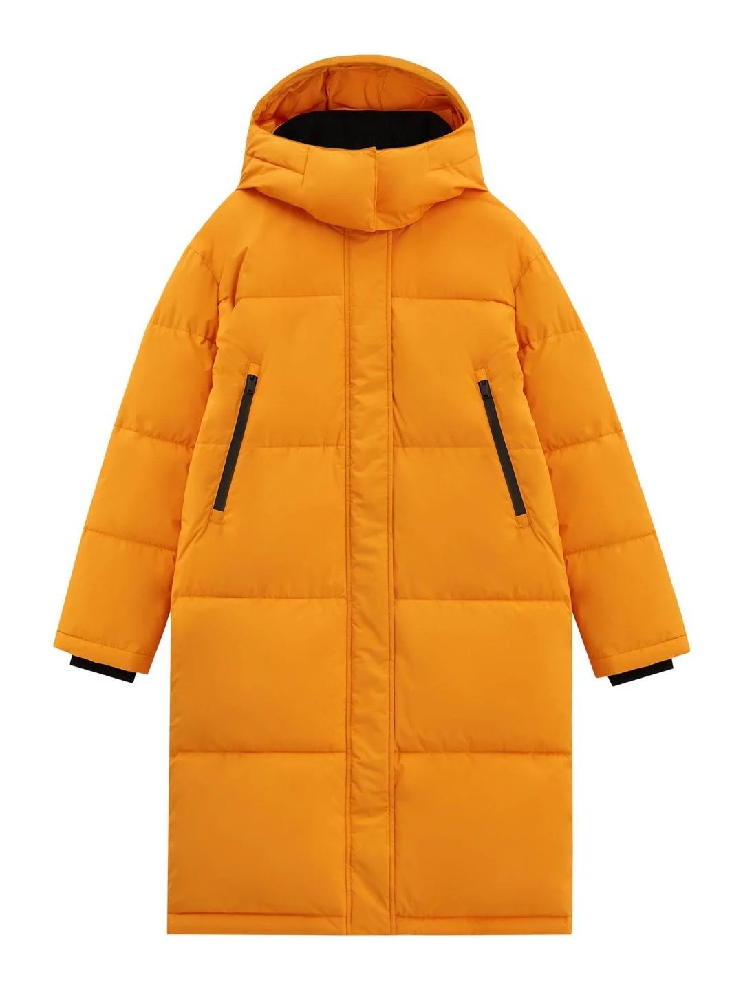 Оранжевый стеганое утепленное пальто oversize силуэта