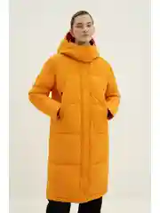 Оранжевый стеганое утепленное пальто oversize силуэта