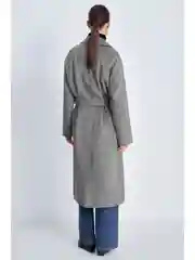 Серый пальто oversize силуэта с шерстью