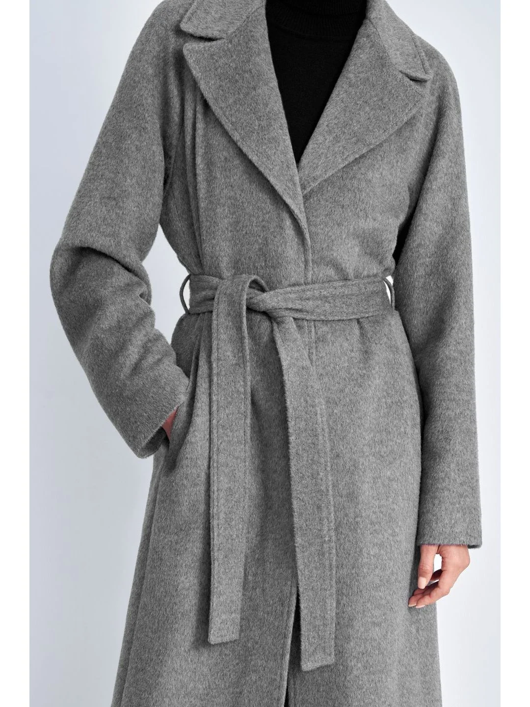 Серый пальто oversize силуэта с шерстью