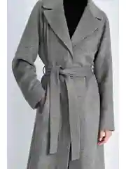 Серый пальто oversize силуэта с шерстью
