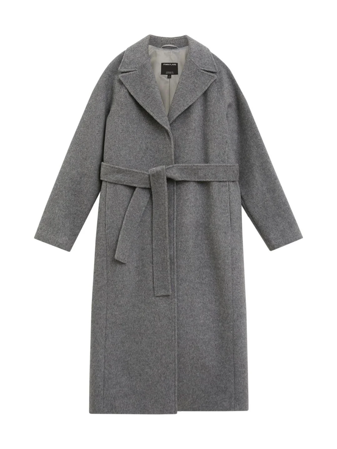 Серый пальто oversize силуэта с шерстью