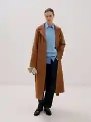 Коричневый пальто oversize силуэта с шерстью