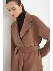 Коричневый пальто oversize силуэта с шерстью