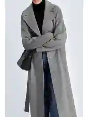 Серый пальто oversize силуэта с шерстью