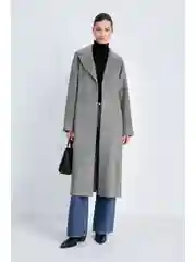 Серый пальто oversize силуэта с шерстью