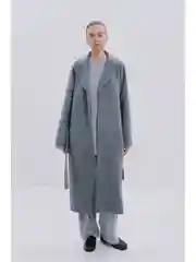 Серый пальто oversize силуэта с шерстью
