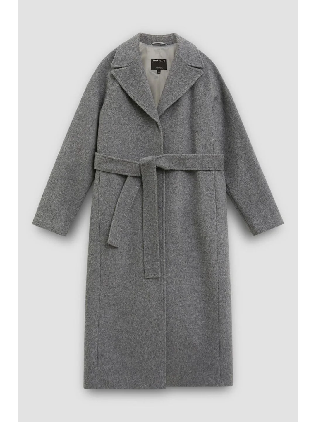 Серый пальто oversize силуэта с шерстью