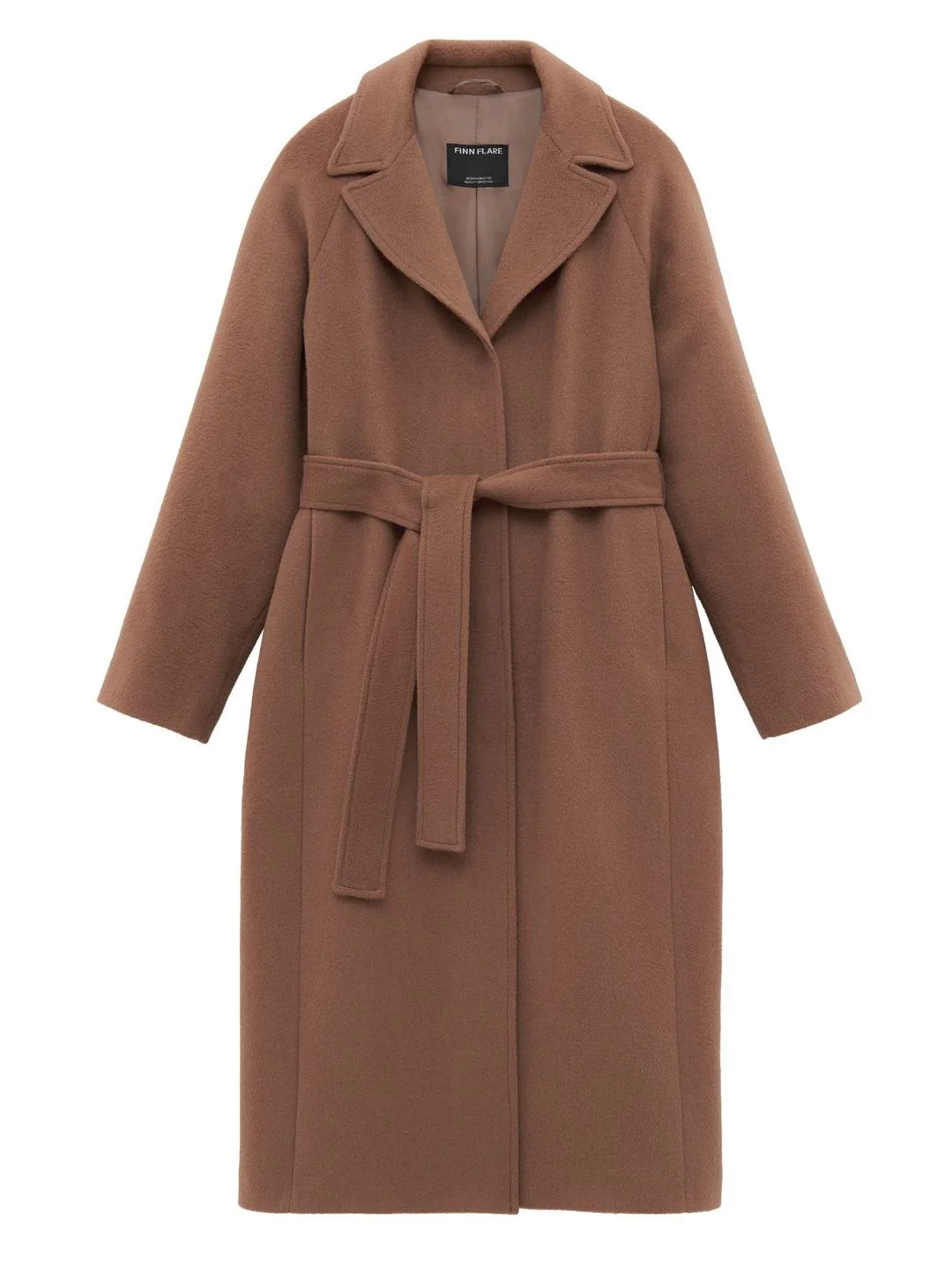 Коричневый пальто oversize силуэта с шерстью