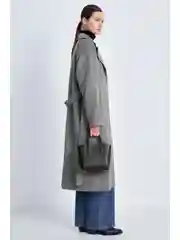 Серый пальто oversize силуэта с шерстью