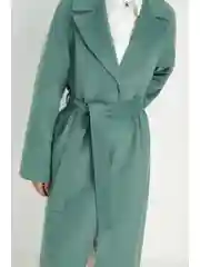 Зеленый пальто oversize силуэта с шерстью