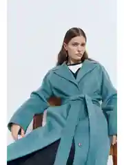 Зеленый пальто oversize силуэта с шерстью