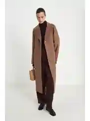 Коричневый пальто oversize силуэта с шерстью