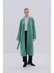 Зеленый пальто oversize силуэта с шерстью