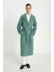 Зеленый пальто oversize силуэта с шерстью