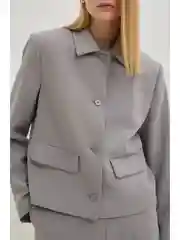 Серый укороченный жакет прямого кроя