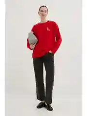 Красный футболка с длинным рукавом женская