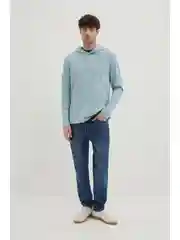 Голубой худи с капюшоном из хлопка