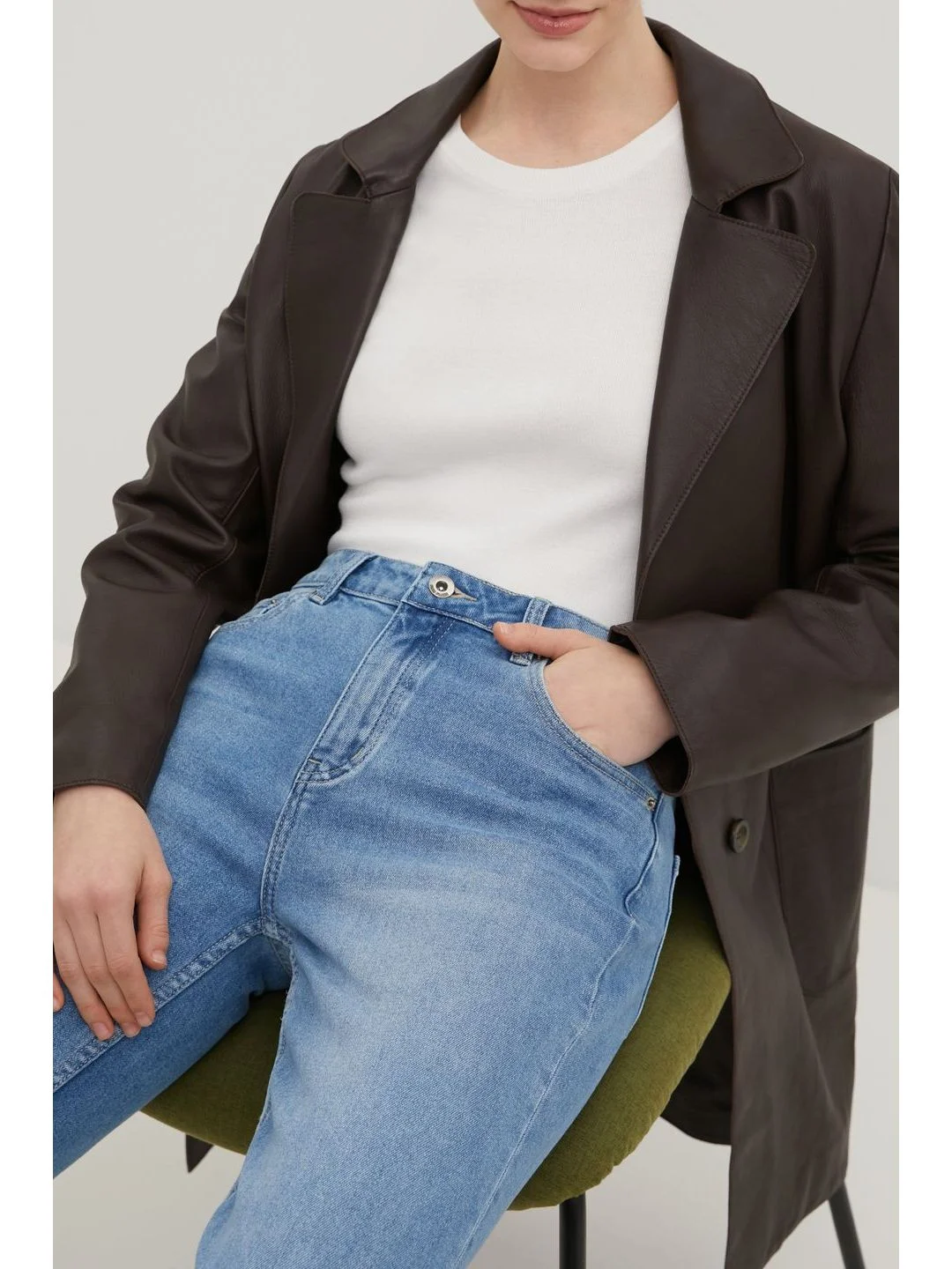 Голубой джинсы slim fit женские