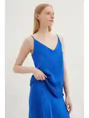 Синий топ атласный