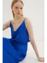 Синий топ атласный