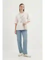 Розовый футболка с коротким рукавом женская
