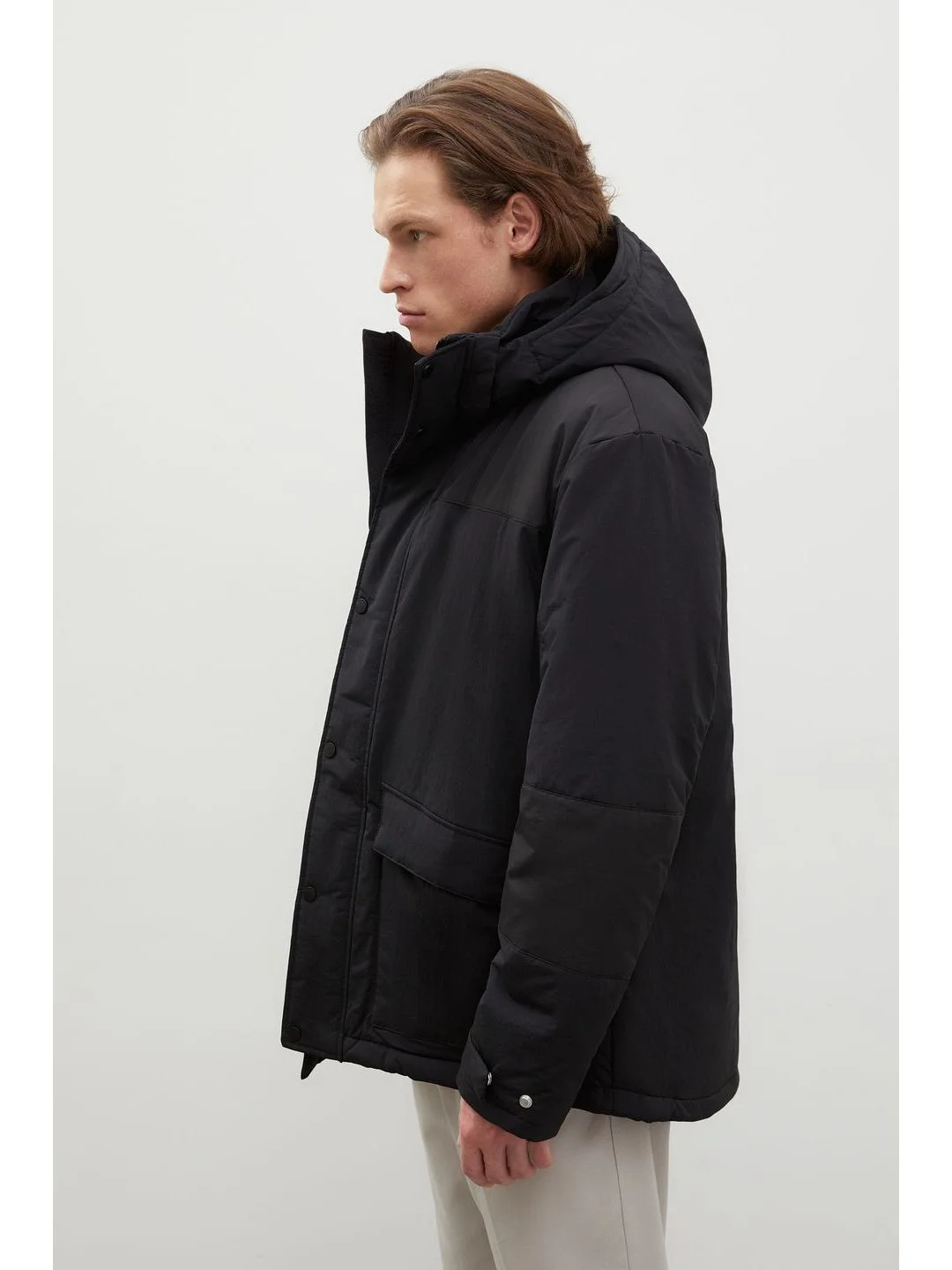 Черный куртка oversize силуэта с капюшоном