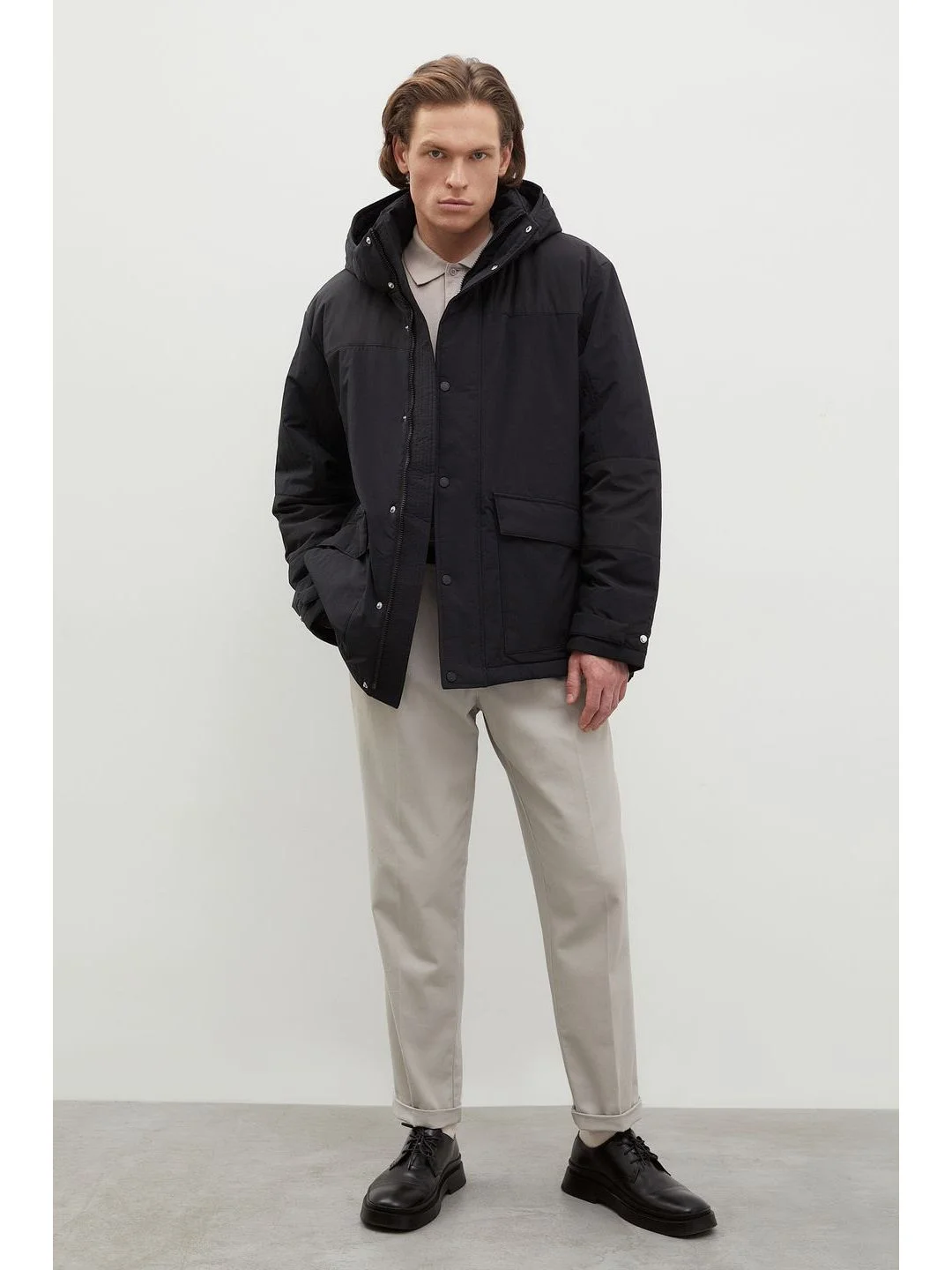 Черный куртка oversize силуэта с капюшоном