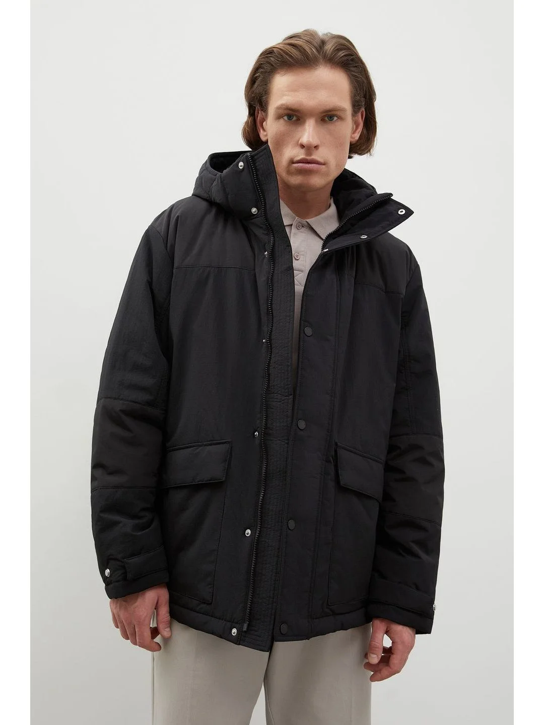 Черный куртка oversize силуэта с капюшоном