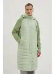 Зеленый утепленное полупальто с вязаными рукавами