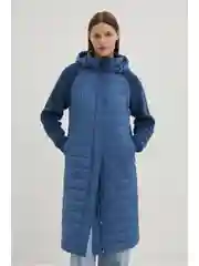 Утепленное полупальто с вязаными рукавами