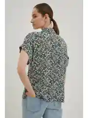 Черный блузка из вискозы с коротким рукавом