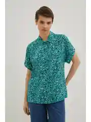 Зеленый блузка из вискозы с коротким рукавом